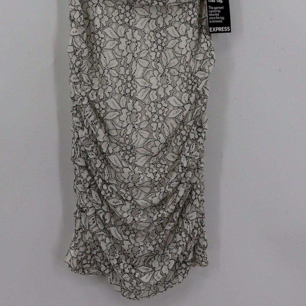 NWT Express White Lace Dress BodyCon Dress Size 2 White & Black Lace - Picture 9 of 10